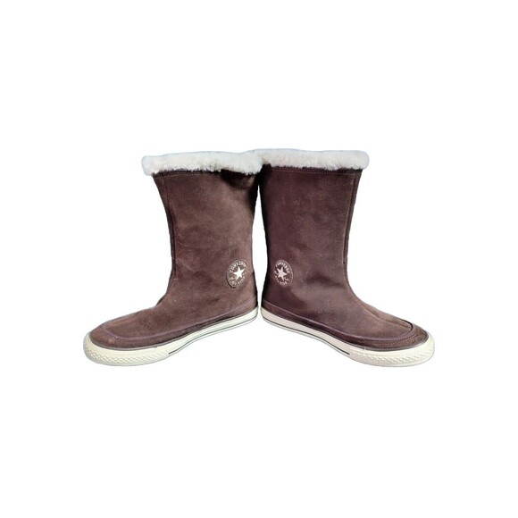 Converse‎ All Star HighTop Boots Beverly Brown Faux Fur  Top Lined Size 4 - Picture 1 of 6